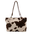 Cow Print Faux Fur Tote Bag