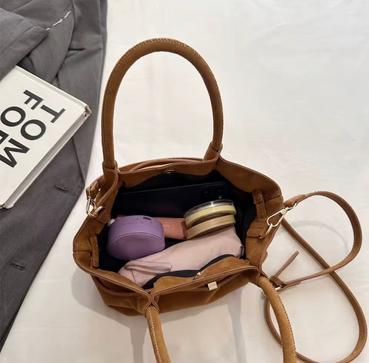 Lychee Style Velvety Handbag Purse