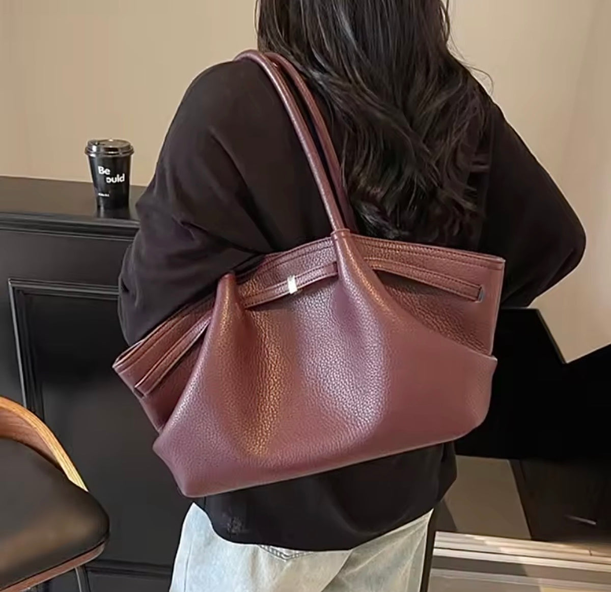 Lychee Style Leather Shoulder Bag