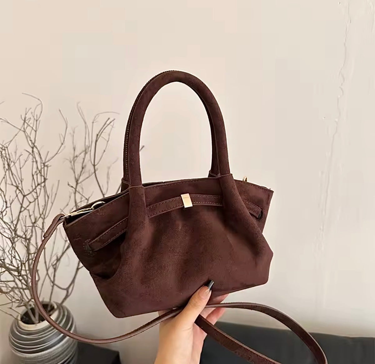 Lychee Style Velvety Handbag Purse