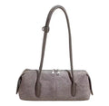 Velvety Barrel Style Purse Shoulder Bag