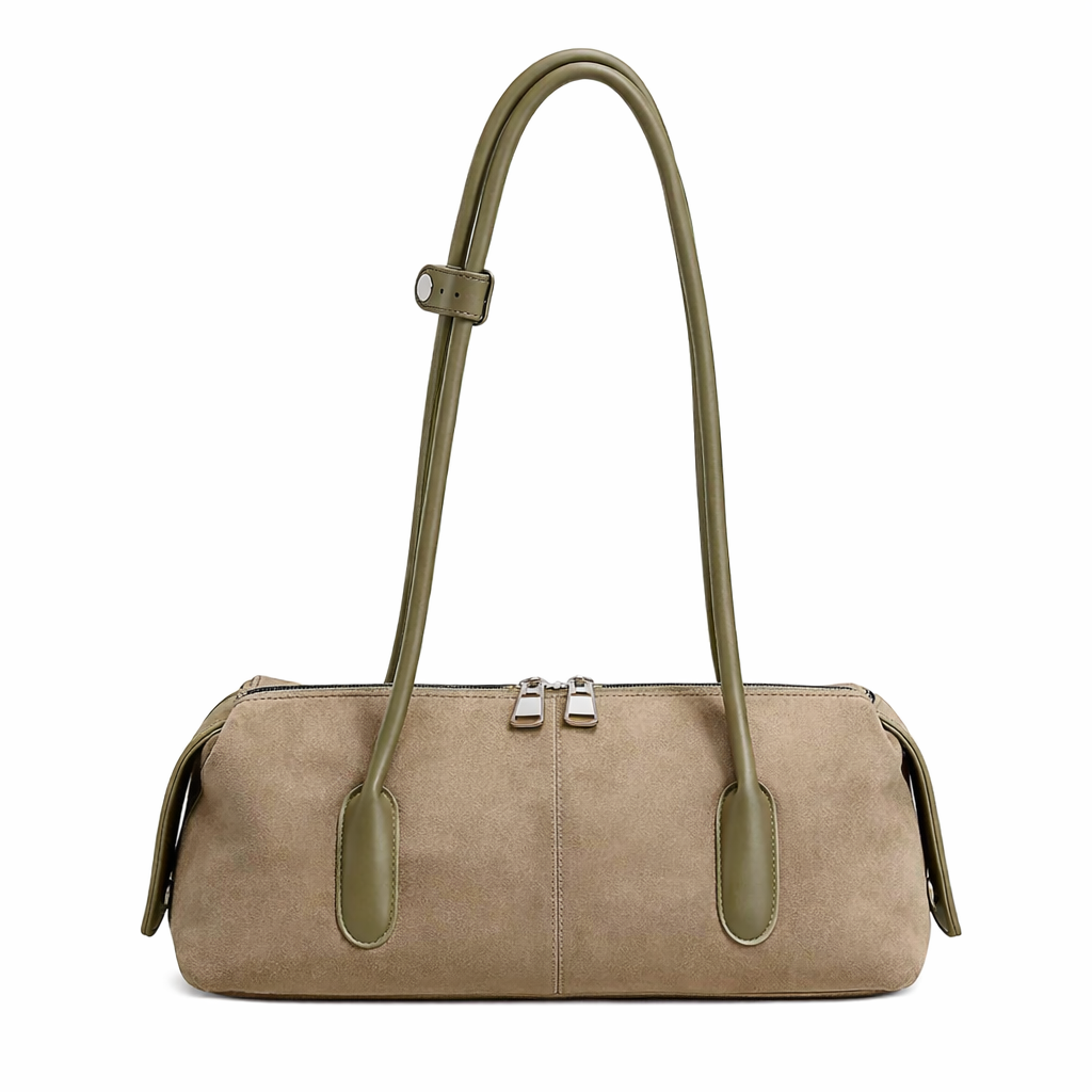 Velvety Barrel Style Purse Shoulder Bag