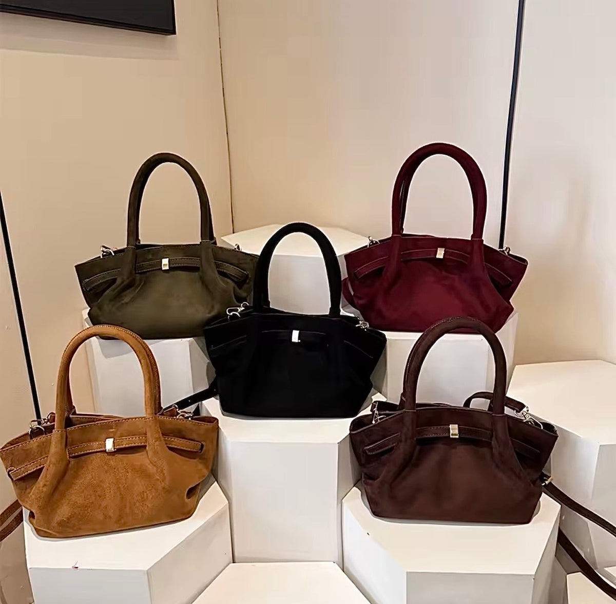 Lychee Style Velvety Handbag Purse