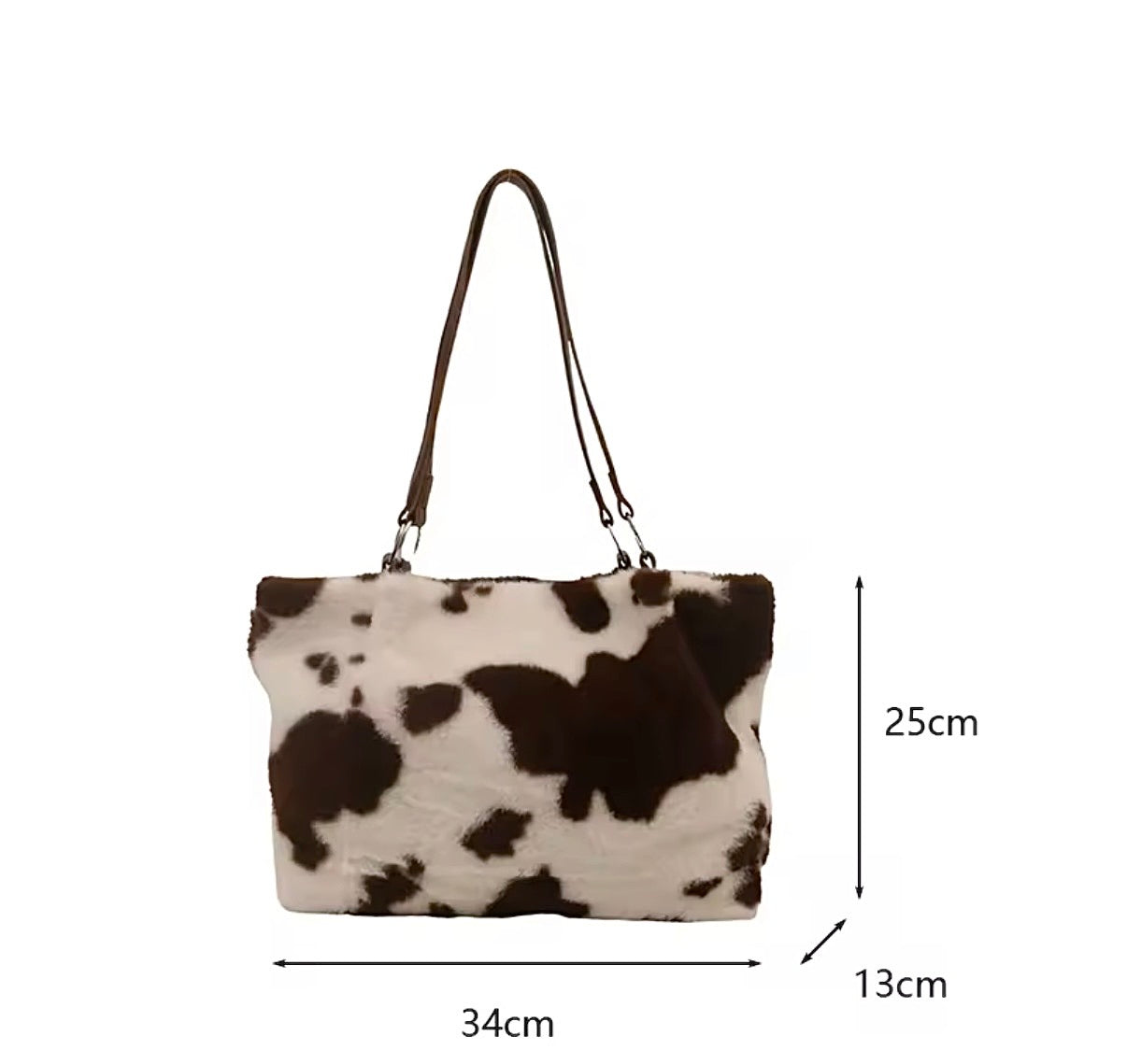 Cow Print Faux Fur Tote Bag